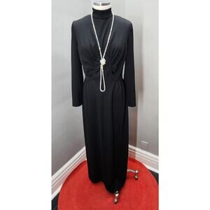 70s Vintage Puritan Forever Young Black Column Maxi - M